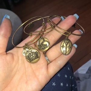 SOLD Crown, key, love gold Alex and Ani bracelet set